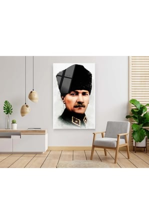 Atatürk Cam Tablo - Atatürk Tablo - Ata Tablo- Türk Tablo - Türkiye Cam Duvar Dekor - Ofis Tablo