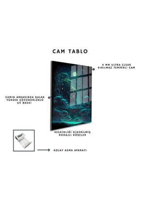 Space/Uzay Yapay Zeka Özel Tasarım Cam Tablo Ofis, Mutfak Çocuk Odası, Salon 154