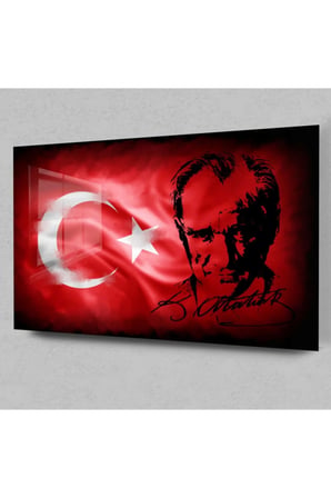 Atatürk Cam Tablo - Türk Bayrağı Cam Tablo - Atatürk Tablo - Türk Bayrağı Tablo- Cam Duvar Dekor