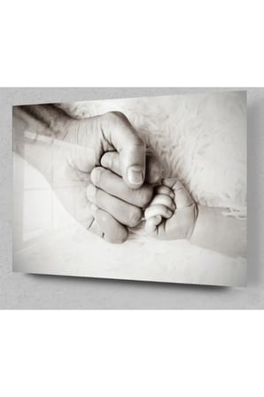 Baba Bebek Elleri Cam Tablo, Bebek Tablo, Çocuk Odası Tablo,duvar Dekor,büyük Tablo, Cam Duvar Tablo