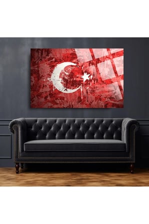 Türk Bayrağı 8 Ev Ofis Okul İçin 4mm Kırılmaz Temperli Yüksek Çözünürlüklü Cam Tablo