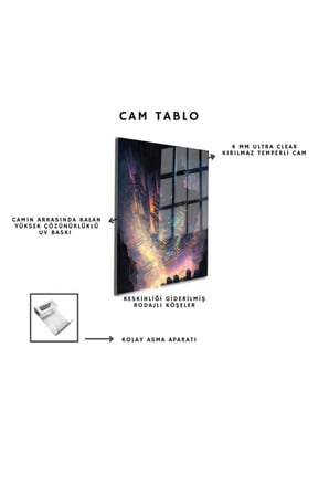 Space/Uzay Yapay Zeka Özel Tasarım Cam Tablo Ofis, Mutfak Çocuk Odası, Salon 194