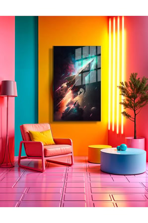 Space/Uzay Yapay Zeka Özel Tasarım Cam Tablo Ofis, Mutfak Çocuk Odası, Salon 100