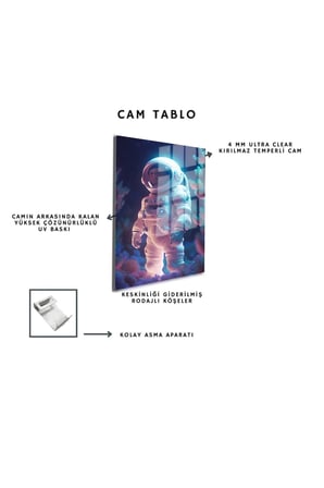 Space/Uzay Yapay Zeka Özel Tasarım Cam Tablo Ofis, Mutfak Çocuk Odası, Salon 112
