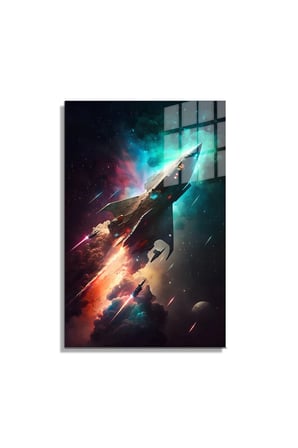 Space/Uzay Yapay Zeka Özel Tasarım Cam Tablo Ofis, Mutfak Çocuk Odası, Salon 100