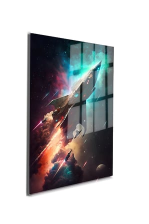 Space/Uzay Yapay Zeka Özel Tasarım Cam Tablo Ofis, Mutfak Çocuk Odası, Salon 100