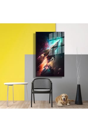 Space/Uzay Yapay Zeka Özel Tasarım Cam Tablo Ofis, Mutfak Çocuk Odası, Salon 100