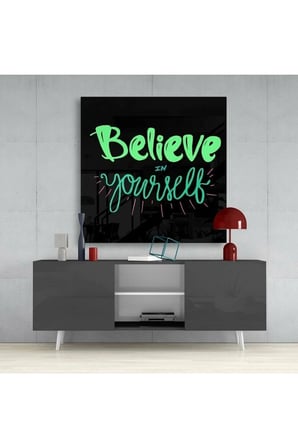 “Believe in Yourself” Cam Tablo | Hediyelik, Dekoratif, Ofis, Mutfak