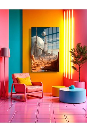Space/Uzay Yapay Zeka Özel Tasarım Cam Tablo Ofis, Mutfak Çocuk Odası, Salon 19