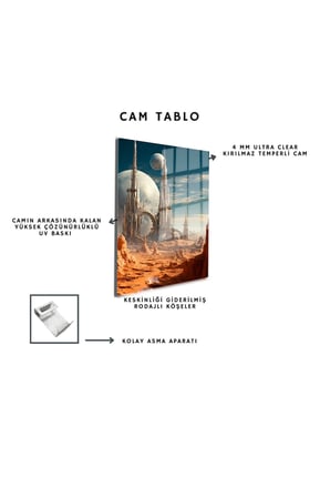 Space/Uzay Yapay Zeka Özel Tasarım Cam Tablo Ofis, Mutfak Çocuk Odası, Salon 19