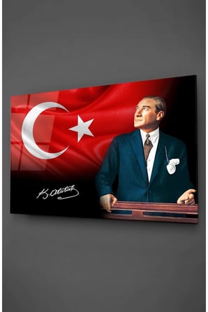 Ay Yıldızlı Atatürk Cam Tablo
