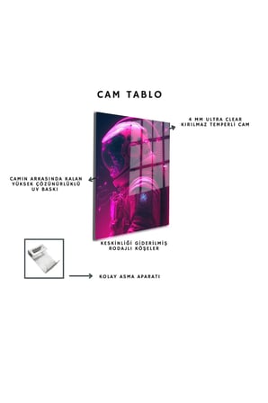 Space/Uzay Yapay Zeka Özel Tasarım Cam Tablo Ofis, Mutfak Çocuk Odası, Salon 69