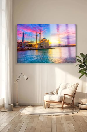 HARİKA İSTANBUL MANZARASI YATAY KIRILMAZ LÜKS CAM TABLO ULTRA YÜKSEK ÇÖZÜNÜRLÜKLÜ EV HEDİYESİ