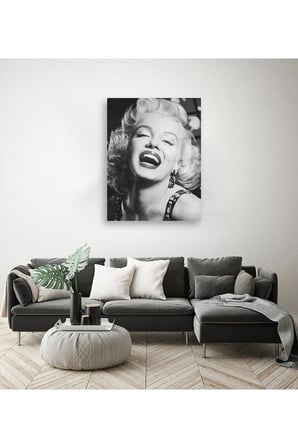 Marilyn Monroe Siyah Beyaz Cam Tablo