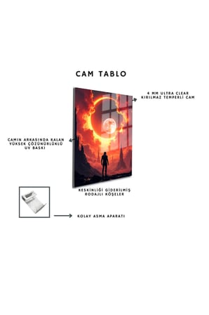 Space/Uzay Yapay Zeka Özel Tasarım Cam Tablo Ofis, Mutfak Çocuk Odası, Salon 23
