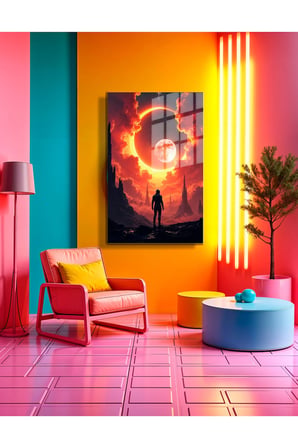 Space/Uzay Yapay Zeka Özel Tasarım Cam Tablo Ofis, Mutfak Çocuk Odası, Salon 23