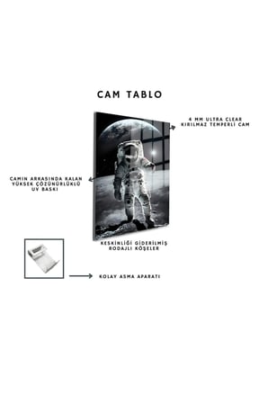 Space/Uzay Yapay Zeka Özel Tasarım Cam Tablo Ofis, Mutfak Çocuk Odası, Salon 59