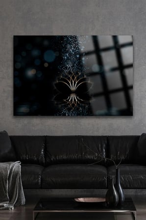 LOTUS ÇİÇEĞİ GÖRKEMLİ ULTRA YÜKSEK ÇÖZÜNÜRLÜK KARE CAM TABLO EV HEDİYESİ TABLO