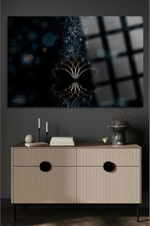 LOTUS ÇİÇEĞİ GÖRKEMLİ ULTRA YÜKSEK ÇÖZÜNÜRLÜK KARE CAM TABLO EV HEDİYESİ TABLO