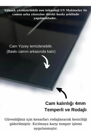 Yavuz Sultan Selim Lüks 4mm Kırılmaz Temperli Yüksek Çözünürlüklü Cam Tablo