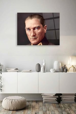Mustafa Kemal Atatürk Portre Cam Tablo