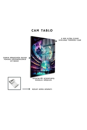 Space/Uzay Yapay Zeka Özel Tasarım Cam Tablo Ofis, Mutfak Çocuk Odası, Salon 223