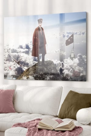 Türk Bayrağı Ve Atatürk Temalı | Bayrak Temalı Cam Tablo | 50x70 Cm