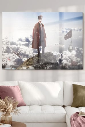Türk Bayrağı Ve Atatürk Temalı | Bayrak Temalı Cam Tablo | 50x70 Cm