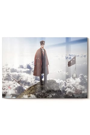 Türk Bayrağı Ve Atatürk Temalı | Bayrak Temalı Cam Tablo | 50x70 Cm