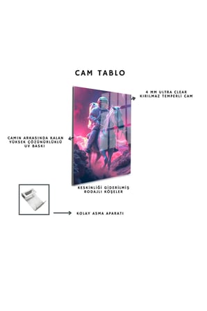 Space/Uzay Yapay Zeka Özel Tasarım Cam Tablo Ofis, Mutfak Çocuk Odası, Salon 142