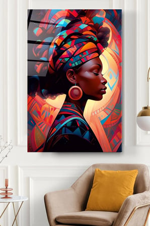 Afrikalı Kadın Cam Tablo, Dekoratif Cam Tablo