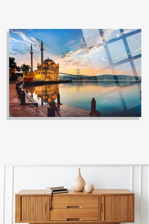 İstanbul Boğaz Manzara 4mm Lüks Kırılmaz Temperli Yüksek Çözünürlüklü Cam Tablo