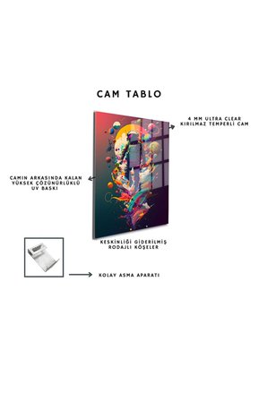 Space/Uzay Yapay Zeka Özel Tasarım Cam Tablo Ofis, Mutfak Çocuk Odası, Salon 54