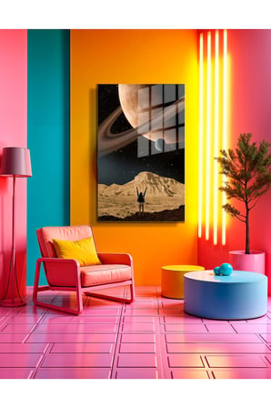 Space/Uzay Yapay Zeka Özel Tasarım Cam Tablo Ofis, Mutfak Çocuk Odası, Salon 140