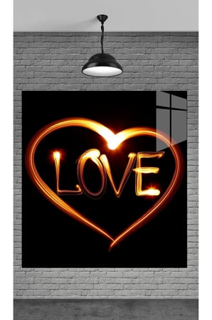 MUHTEŞEM GÖRSELİYLE LOVE YAZISI TEMPERLİ CAM ÜZERİNE TABLO SEVGİLİNİZE YILBAŞI HEDİYE