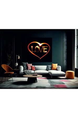 MUHTEŞEM GÖRSELİYLE LOVE YAZISI TEMPERLİ CAM ÜZERİNE TABLO SEVGİLİNİZE YILBAŞI HEDİYE