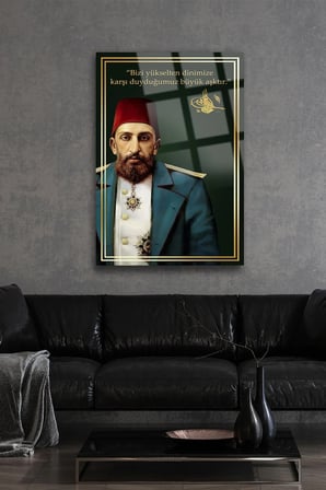 SULTAN ABDULHAMİD II. Abdülhamid OSMANLI PADİŞAH LÜKS KIRILMAZ CAM TABLO EV OFİS İŞ YERİ HEDİRYESİ