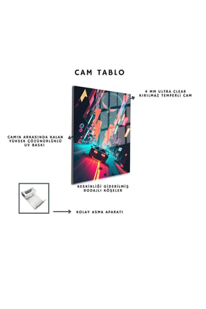 Space/Uzay Yapay Zeka Özel Tasarım Cam Tablo Ofis, Mutfak Çocuk Odası, Salon 160