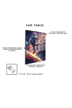 Space/Uzay Yapay Zeka Özel Tasarım Cam Tablo Ofis, Mutfak Çocuk Odası, Salon 143