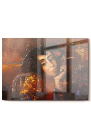 Etnik Kadın Çizimi | Sanat Temalı Cam Tablo | 50x70 Cm