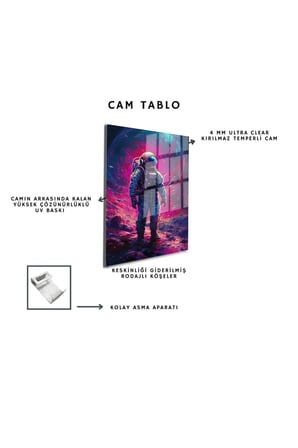Space/Uzay Yapay Zeka Özel Tasarım Cam Tablo Ofis, Mutfak Çocuk Odası, Salon 46