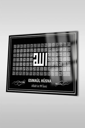 Esmaül Hüsna Allahın 99 İsmi Kırılmaz Cam Tablo Dini İslami Tablo Ev, İş Yeri Ofis Hediyesi Kırılmaz