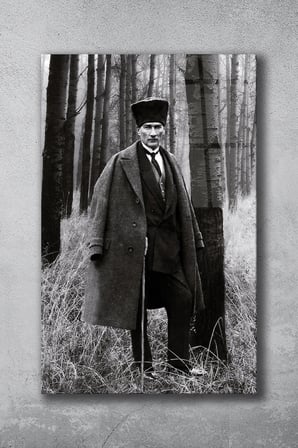 Mustafa Kemal Atatürk Cam Tablo, Siyah Beyaz, Ev, Ofis ve Okul Duvar Dekoru, Hediyelik, Büyük Tablo