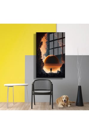 Space/Uzay Yapay Zeka Özel Tasarım Cam Tablo Ofis, Mutfak Çocuk Odası, Salon 49