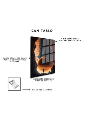 Space/Uzay Yapay Zeka Özel Tasarım Cam Tablo Ofis, Mutfak Çocuk Odası, Salon 49