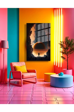 Space/Uzay Yapay Zeka Özel Tasarım Cam Tablo Ofis, Mutfak Çocuk Odası, Salon 49