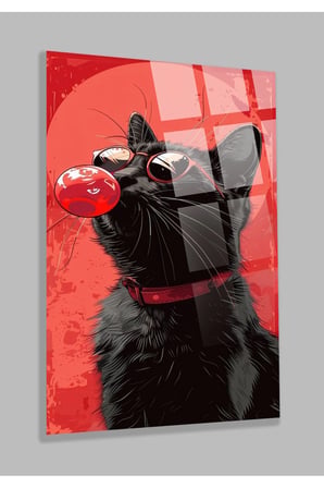 KIRILMAZ 4MM YÜKSEK ÇÖZÜNÜRLÜKLÜ CAM TABLO HARİKA KEDİ TASARIMLI CAM TABLO