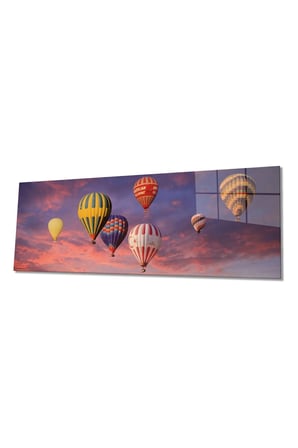 Kapadokya Balonlar Manzarası Panorama Cam Tablo, Darbelere Dayanıklı Kırılmaz Temperli