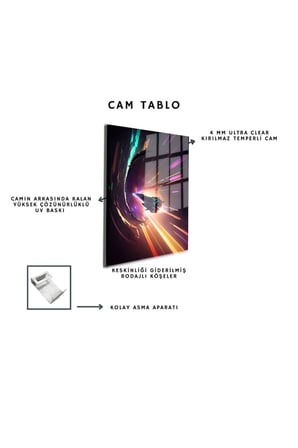 Space/Uzay Yapay Zeka Özel Tasarım Cam Tablo Ofis, Mutfak Çocuk Odası, Salon 105