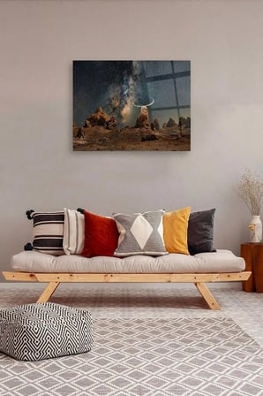 Gece Uzay Görünümü Cam Tablo
